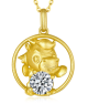Round-Cut Moissanite Horse Zodiac Circle Pendant Necklace in 925 Sterling Silver