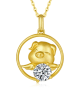 Round-Cut Moissanite Pig Zodiac Circle Pendant Necklace in 925 Sterling Silver