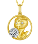 Round-Cut Moissanite Snake Zodiac Circle Pendant Necklace in Sterling Silver