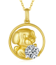 Round-Cut Moissanite Dog Zodiac Circle Pendant Necklace in 925 Sterling Silver