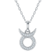 White Moissanite Taurus Zodiac Pave Pendant Necklace in Sterling Silver