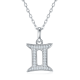 Pave Moissanite Gemini Zodiac Pendant Necklace in 925 Sterling Silver