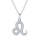 Round Moissanite Pave Leo Zodiac Pendant Necklace in 925 Sterling Silver