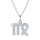 Round-Cut Moissanite Pavé Virgo Zodiac Pendant Necklace in Sterling Silver