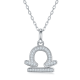 White Moissanite Pavé Libra Zodiac Pendant Necklace in 925 Sterling Silver
