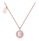 Round Pavé Moissanite Letter E Pendant Necklace in 925 Sterling Silver