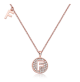 White Moissanite Pavé Letter F Medallion Necklace in 925 Sterling Silver
