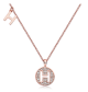 Round-Cut Moissanite Pavé Letter H Pendant Necklace in Rose Gold