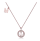White Moissanite Pave Initial Halo Pendant Necklace in 925 Sterling Silver