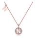 Round-Cut Moissanite Initial Halo Pendant Necklace in 925 Sterling Silver