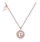 Round-Cut Moissanite Pavé Letter P Halo Pendant Necklace in Rose Gold