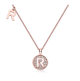 Round-Cut Moissanite Letter R Halo Pendant Necklace in 925 Sterling Silver