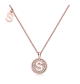 Round Halo Moissanite Pavé Letter S Pendant Necklace in 925 Sterling Silver