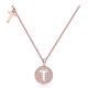 Round-Cut Moissanite Pavé Initial Pendant Necklace in Rose Gold Tone