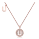 Round Moissanite Pave Initial U Medallion Necklace in 925 Sterling Silver