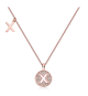 Moissanite Pavé X Initial Circle Pendant Necklace in 925 Sterling Silver