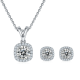 Round-Cut Moissanite Cushion Halo Stud Earrings in 925 Sterling Silver