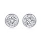 Round-Cut Moissanite Bubble Bezel Stud Earrings in 925 Sterling Silver