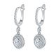 Oval-Cut Moissanite Halo Hoop Drop Earrings in 925 Sterling Silver