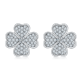 Round-Cut Moissanite Four-Leaf Clover Floral Stud Earrings in 925 Sterling Silver