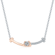 Round-Cut Moissanite Two-Tone Curved Bar Necklace in 925 Sterling Silver