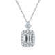 Emerald-Cut Moissanite Halo Pendant Necklace in 925 Sterling Silver