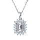 Emerald-Cut Moissanite Halo Pendant Necklace in 925 Sterling Silver