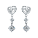 Round-Cut Moissanite Heart Drop Earrings in 925 Sterling Silver