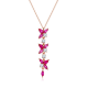 Lab Ruby Marquise Floral Drop Necklace in 925 Sterling Silver