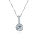 Round-Cut Moissanite Floral Halo Pendant Necklace in 925 Sterling Silver