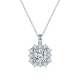 Princess-Cut Moissanite Floral Halo Pendant Necklace in 925 Sterling Silver