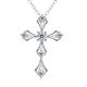 Round-Cut Moissanite Cross Pendant Necklace in 925 Sterling Silver