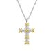 Moissanite Two-Tone Cross Pendant Necklace in 925 Sterling Silver
