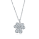 Round Moissanite Clover Flower Pendant Necklace in 925 Sterling Silver