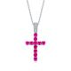 Round-Cut Gemstone Cross Pendant Necklace in 925 Sterling Silver