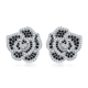 Round-Cut Moissanite Camellia Floral Stud Earrings in 925 Sterling Silver