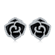 Round Moissanite Black Enamel Rose Stud Earrings in 925 Sterling Silver