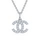 Round-Cut Moissanite Double-C Pave Pendant Necklace in 925 Sterling Silver