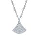 Round-Cut Moissanite Pavé Fan Pendant Necklace in 925 Sterling Silver