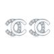 Round-Cut Moissanite Double C Pavé Stud Earrings in 925 Sterling Silver