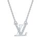 Round-Cut Moissanite Pave Initial Pendant Necklace in 925 Sterling Silver