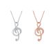 Round-Cut Moissanite Musical Note Pavé Necklace in 925 Sterling Silver