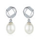 Freshwater Pearl Geometric Drop Earrings in 925 Sterling Silver