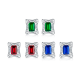 Emerald-Cut Lab-Created Gemstone Curved Pavé Stud Earrings in 925 Sterling Silver