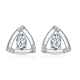 Oval-Cut Moissanite & Created Gemstone Triangle Stud Earrings in 925 Sterling Silver