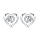 Pear-Cut Moissanite Heart Swirl Stud Earrings in 925 Sterling Silver