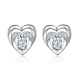 Oval-Cut Moissanite and Gemstone Open Heart Stud Earrings in 925 Sterling Silver