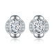 Oval-Cut Moissanite and Gemstone Halo Stud Earrings in Sterling Silver