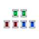 Emerald-Cut Created Gemstone Pavé Bar Stud Earrings in 925 Sterling Silver
