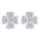 Moissanite Four-Leaf Clover Floral Stud Earrings in 925 Sterling Silver